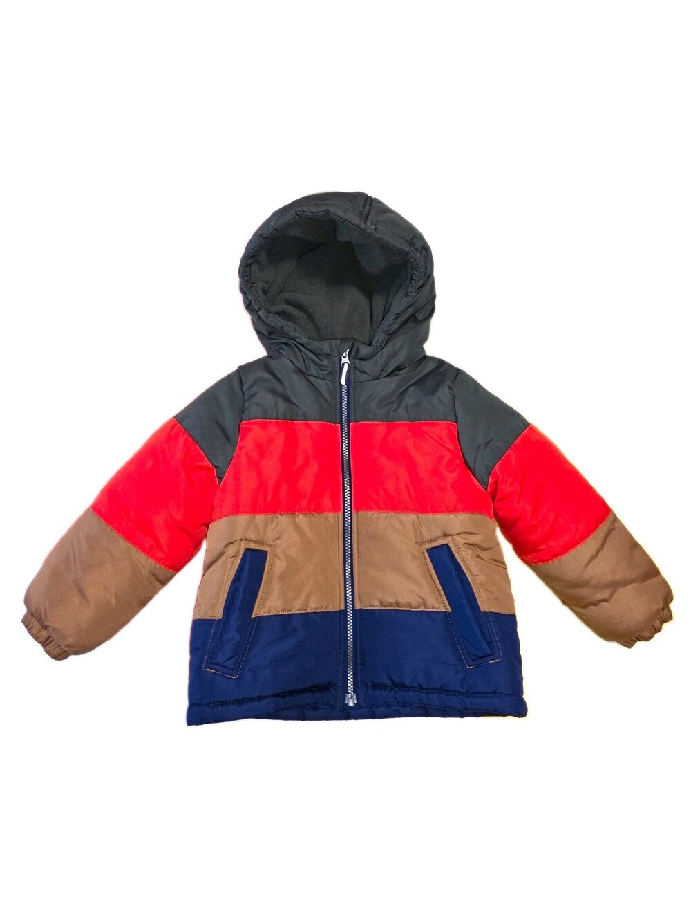 Very Soft! OshKosh B'gosh Hooded Colorblock Puffer Jacket Full Zip Lined - 4T